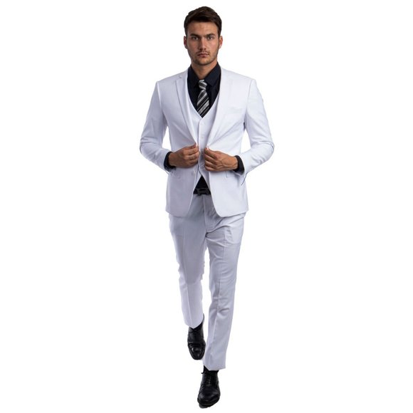 Sean Alexander Suits & Blazers Mens 3pc Ultra Slim Fit White Suit